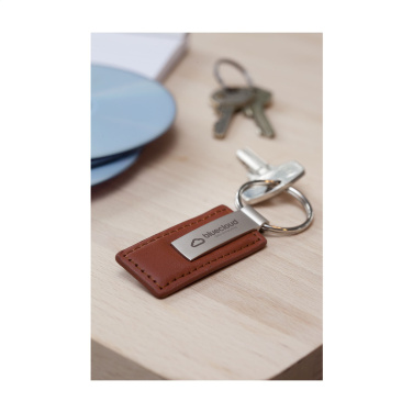 Logo trade business gifts image of: LeatherKey keyring