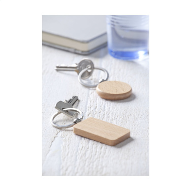 Logo trade promotional merchandise picture of: WoodKey Circle keychain