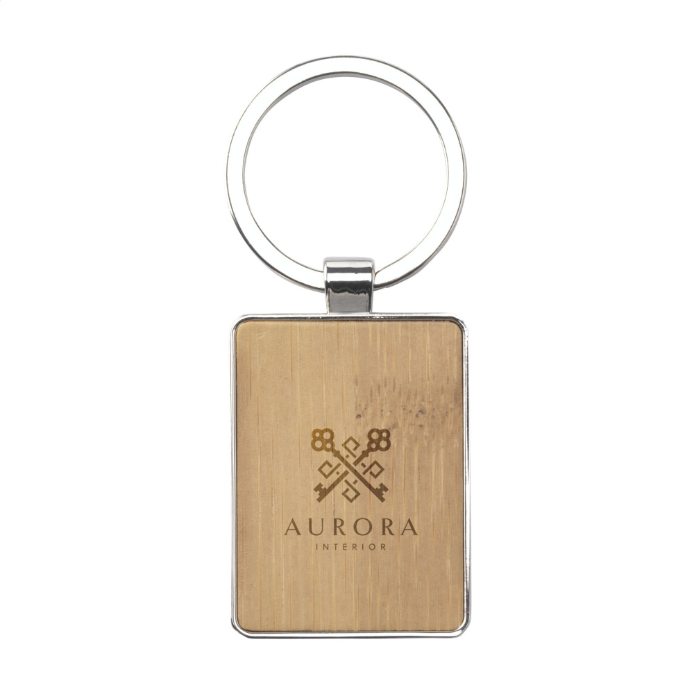 Logo trade promotional items picture of: Bamboo Key Rectangle keyring