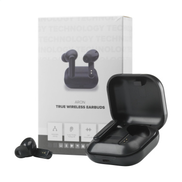 Logo trade promotional gift photo of: Aron TWS Wireless Earbuds in Charging Case