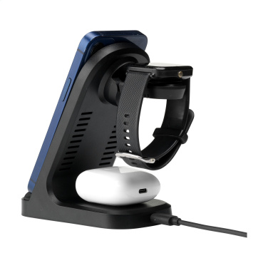 Logotrade promotional gift picture of: Triple-Up RCS Recycled ABS Wireless Charger Stand