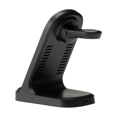 Logo trade promotional products image of: Triple-Up RCS Recycled ABS Wireless Charger Stand