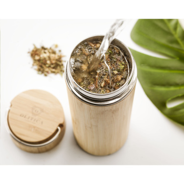 Logo trade business gift photo of: Nikko 330 ml bamboo thermo bottle/thermo cup