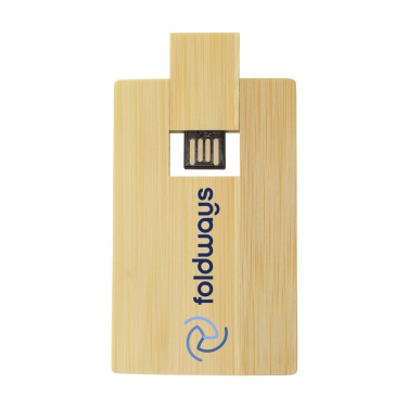 Logo trade promotional merchandise image of: CreditCard USB Bamboo 16 GB