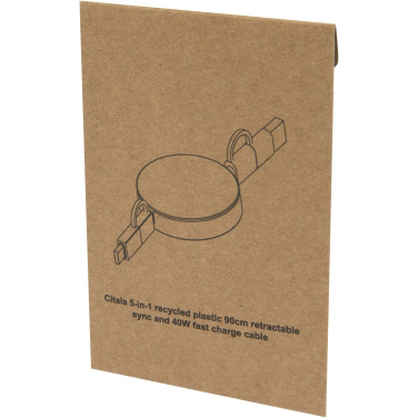 Logotrade promotional item image of: Citala 5-in-1 recycled plastic 90 cm retractable data sync and 40W fast charge cable