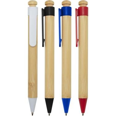 Logo trade promotional item photo of: Rattan bamboo and recycled plastic ballpoint pen (black ink)