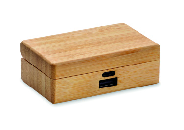 Logo trade promotional giveaways image of: TWS earbuds in bamboo case