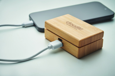 Logo trade promotional products image of: TWS earbuds in bamboo case