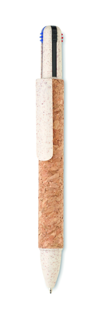 Logo trade corporate gift photo of: Cork 4-colour ink ball pen