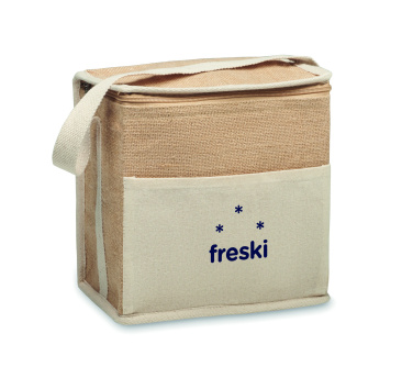 Logo trade advertising products image of: Jute and canvas cooler bag 3L
