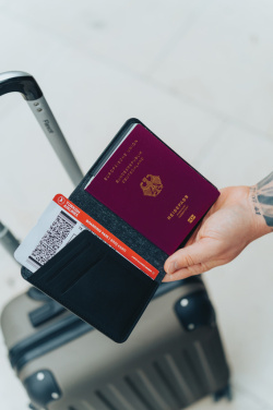 Logotrade promotional item image of: Trackmate RCS rpolyester passport holder worldwide locating