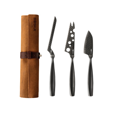 Logo trade promotional gifts image of: BOSKA Cheese Knife Set Monaco+ Black