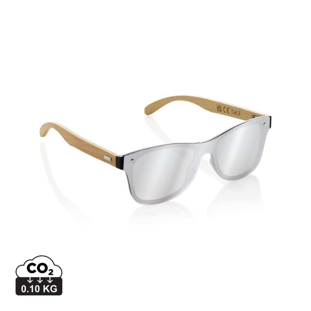 Logo trade promotional gift photo of: Prism RCS recycled plastic sunglasses with bamboo frame
