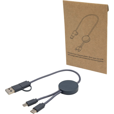 Logo trade corporate gifts picture of: Citala 5-in-1 recycled plastic 30 cm data sync and 27W fast charge cable