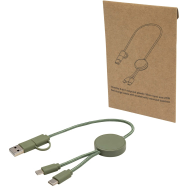 Logo trade business gift photo of: Citala 5-in-1 recycled plastic 30 cm data sync and 27W fast charge cable
