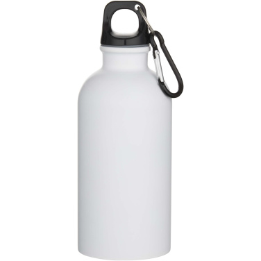 Logotrade promotional product picture of: Oregon 400 ml matte RCS recycled single wall stainless steel water bottle with carabiner