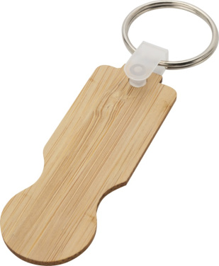 Logo trade promotional giveaways image of: Ronan bamboo trolley keychain