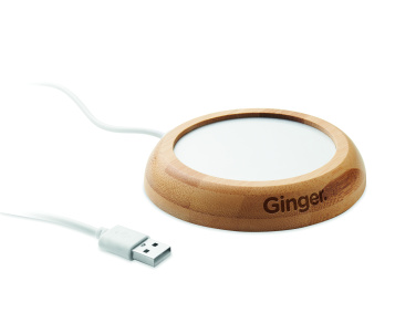 Logo trade advertising products image of: Bamboo mug warmer with USB