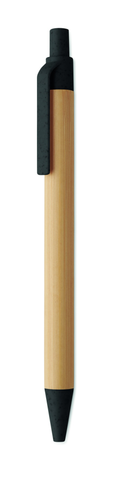 Logo trade promotional items image of: Push button ball pen in bamboo