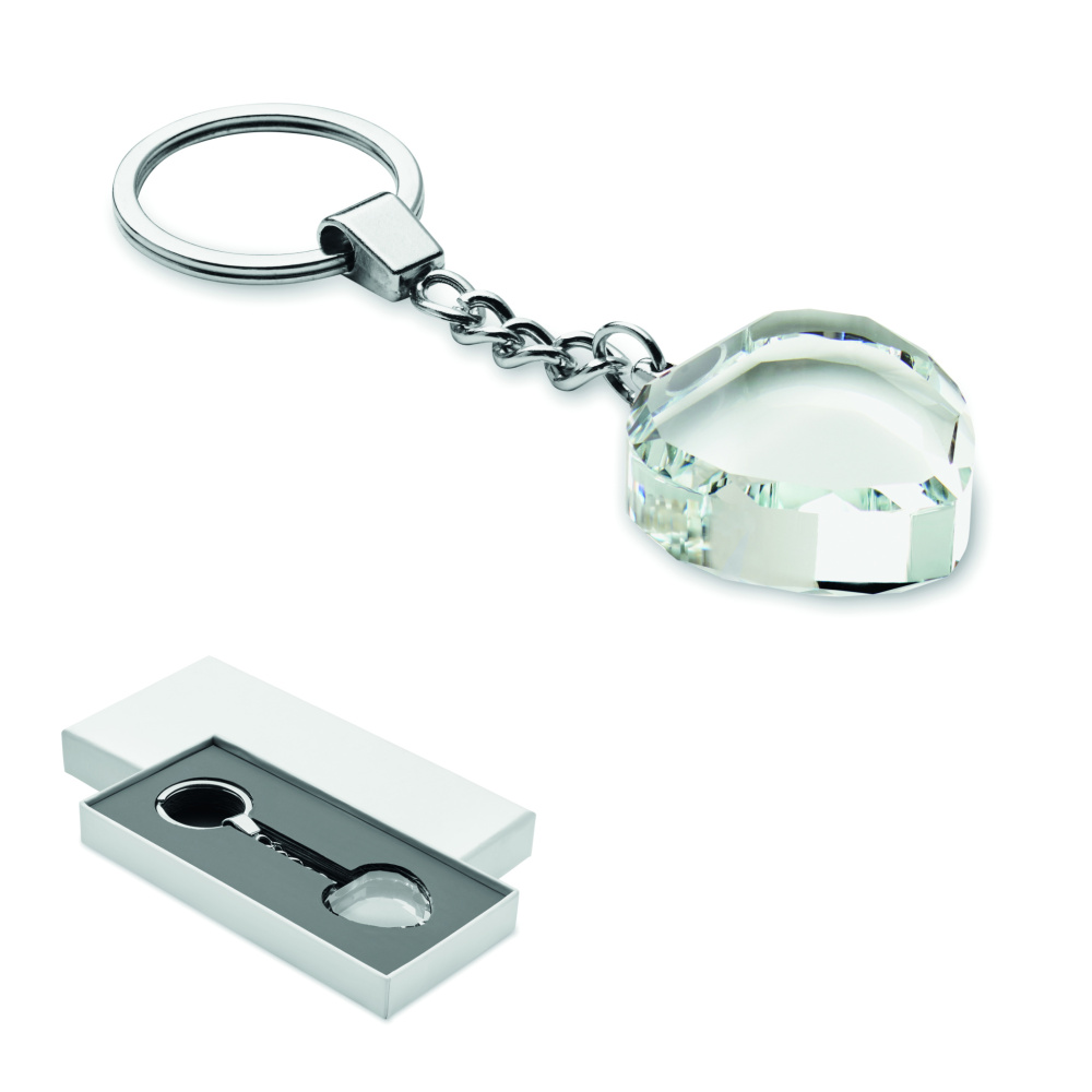 Logo trade advertising product photo of: Glass heart award key ring