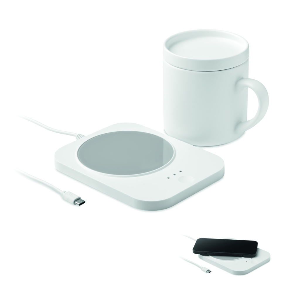 Logotrade corporate gift image of: Wireless charger mug warmer set