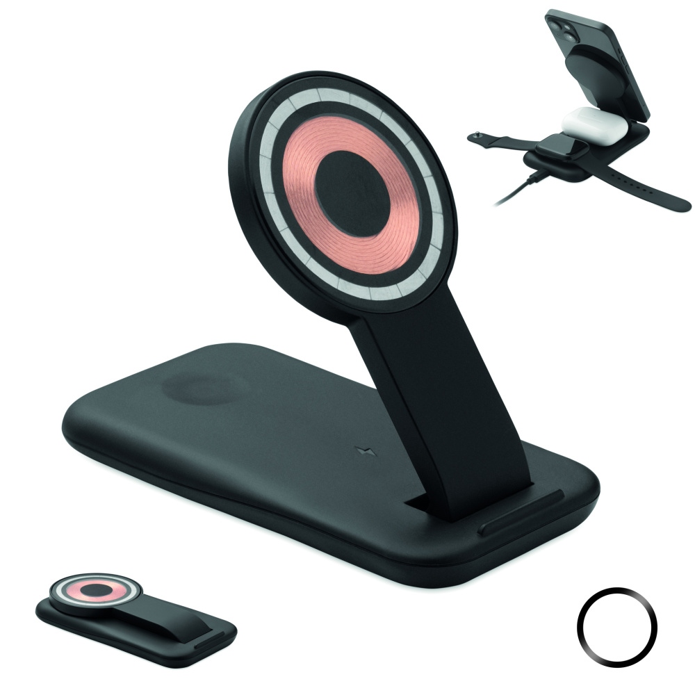 Logo trade advertising products picture of: 3 in 1 wireless charger 15W