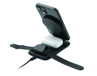 Logo trade promotional item photo of: 3 in 1 wireless charger 15W