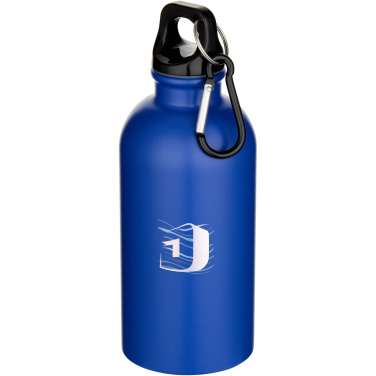 Logo trade promotional products image of: Oregon 400 ml matte RCS recycled single wall stainless steel water bottle with carabiner