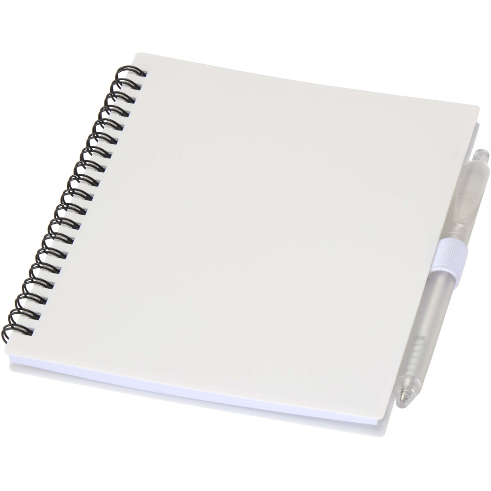 Logo trade promotional items picture of: Niove recycled plastic soft cover notebook and ballpoint pen set (blue ink)