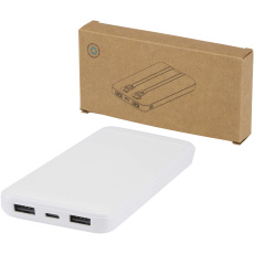 Adhil 10.000 mAh 10W recycled plastic power bank with 2 built-in cables