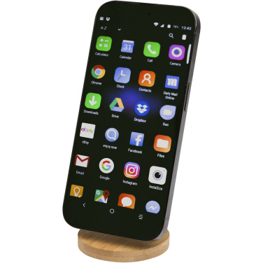Logotrade business gifts photo of: Alcor recycled plastic foldeable magnetic phone stand with bamboo details