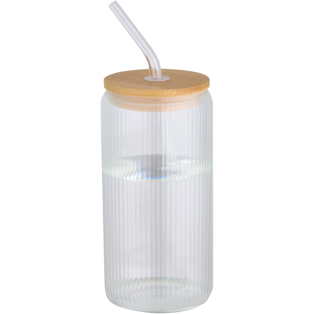 Logotrade promotional giveaway picture of: Mirage 500 ml single-walled borosilicate glass jar with bamboo lid
