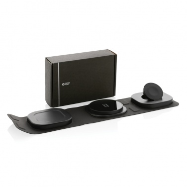 Logotrade ärikingitused pilt: Swiss Peak RCS rplastist kolm-ühes juhtmevaba 15W reisilaadija