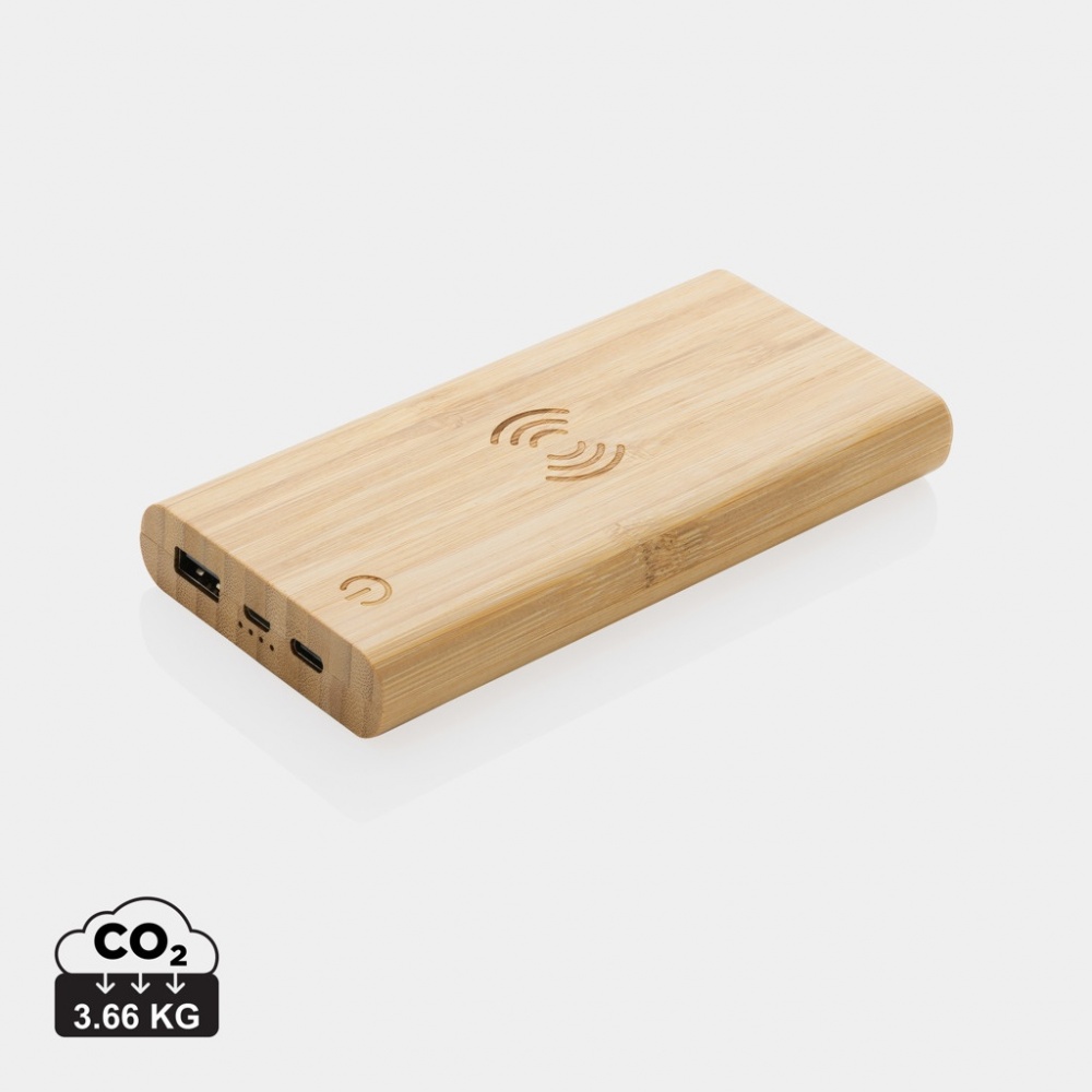 Logotrade reklaamkingi foto: Bambusest 8000 mAh 5W juhtmevaba akupank
