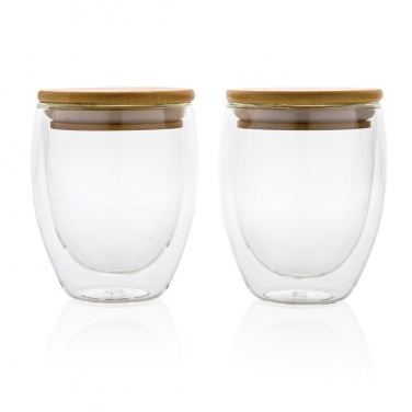 Logo trade firmakingituse pilt: Kaheseinaline boorsilikaatklaas bambusest kaanega 250ml 2tk komplekt