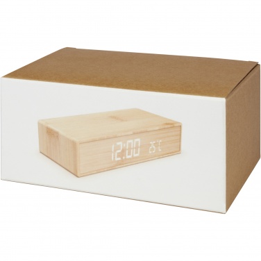 Logo trade mainoslahja kuva: Minata bambuinen langaton laturi kellolla