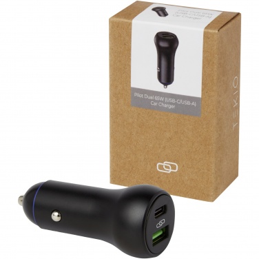 Logo trade mainoslahja ja liikelahja tuotekuva: Pilot 55 W USB-C/USB-A -kaksoislaturi autoon