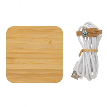 Logo trade liikelahjat mainoslahjat kuva: 10W bambuinen langaton laturi USB:llä