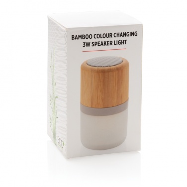 Logo trade mainoslahjat tuotekuva: Bamboo 3W kaiutin väriä vaihtavalla valolla