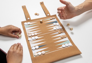 Logo trade liikelahja mainoslahja tuotekuva: Britton taitettava backgammon -ja tammipelisetti korkista