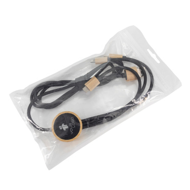 Logo trade liikelahja mainoslahja tuotekuva: 3-in-1-kaapeli, jossa on valaistu logo puukotelossa, LH-ZMU06