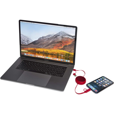 Logo trade mainoslahjat tuotekuva: Alasia kierrätetystä muovista ja alumiinista valmistettu sisäänvedettävä datasynkronoiva 45 W:n ja 100 cm:n 5-in-1-pikalataus