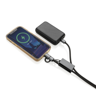 Logotrade liikelahjat mainoslahjat tuotekuva: Terra RCS rPET -puhelinjohto, jossa on kaksoislatauskaapeli