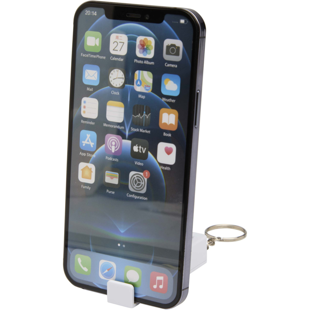 Logo trade liikelahja mainoslahja tuotekuva: Aggia bambuinen puhelinjalusta ja kierrätetystä muovista tehty hypistelylelu