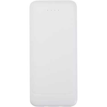 Logotrade mainostuotet kuva: Adhil 10 000 mAh:n ja 10 W:n kierrätetystä muovista valmistettu varavirtalähde, jossa on kaksi sisäänrakennettua kaapelia