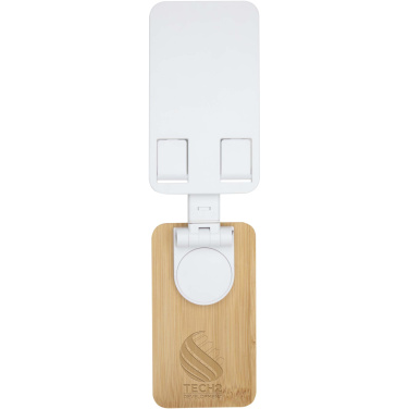 Logotrade dāvanas foto: Alfirk pārstrādātas plastmasas saliekams galda telefona statīvs ar bambusa detaļām