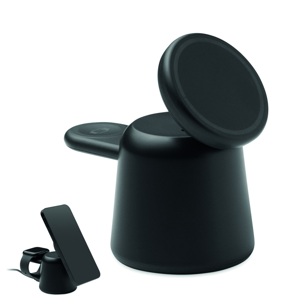 Лого трейд бизнес-подарки фото: 3 in 1 wireless charger 15W