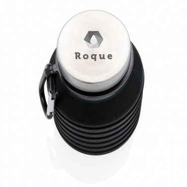 Logotrade profilreklam bild: Läckagesäker hopvikbar silikonflaska med lock