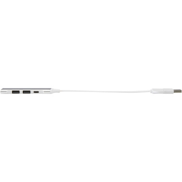 Logotrade kampanjprodukter bild: Alkaid 4-portars USB-A- och Typ-C-hubb med dubbla ingångar av återvunnen aluminium
